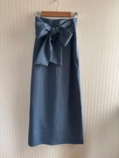 ウエストリボン付き セミフレアスカート ブルーのサムネイル
