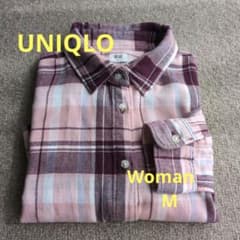 UNIQLO フランネルチェックシャツ ピンク Mのサムネイル