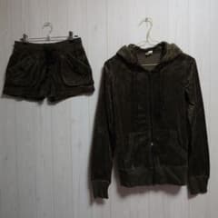 Artemis ベロアパーカーショーパンセットアップ M カーキ