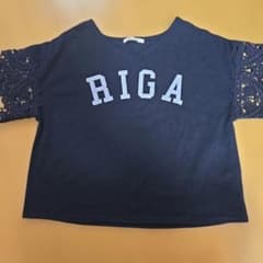 And Search RIGA ロゴ 半袖Tシャツ レース袖