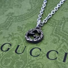 美品 グッチ インターロッキングG ネックレス アラベスク 燻し加工