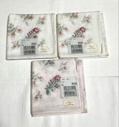 【タグ付き】fleurir フルリール ハンカチ 3枚セット 薔薇刺繍 ※訳ありのサムネイル