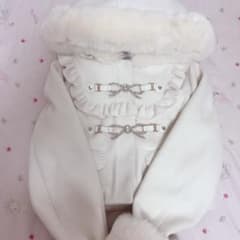 ♡LIZLISA ビジューリボンショートフードコート ショートコート 白