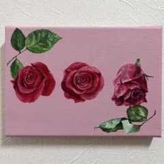 アクリル画 原画 手描き バラ インテリア キャンバス SM号 - メルカリ