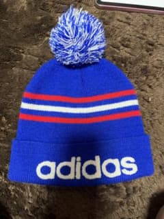 adidas ニット帽 ビーニー ポンポン付き ブルーのサムネイル