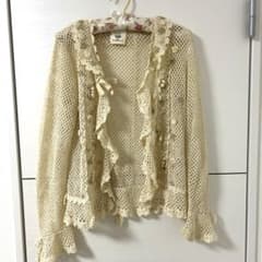 ピンクハウス PH キナリ系 白つめ 鈴蘭 モチーフ レース編み カーディガン ピンクハウス PH キナリ系 白つめ 鈴蘭 モチーフ レース編み