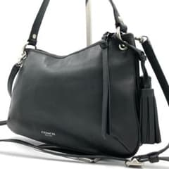 COACH コーチ ショルダーバッグ 2way 黒 レザー タッセル 斜めがけ 