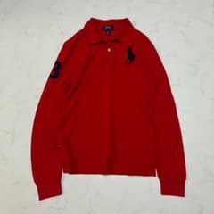 ラルフローレン 長袖 ポロシャツ ビッグポニー コットン 刺繍 赤 L