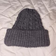 Gray cable knit beanie