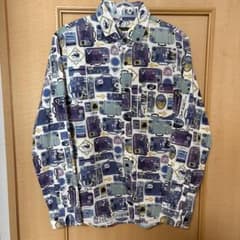 VINTAGE EL 長袖シャツ トラベル柄 総柄 日本製のサムネイル