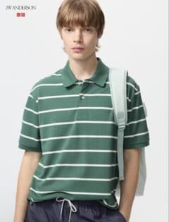UNIQLO ボーダーポロシャツ グリーン Mのサムネイル