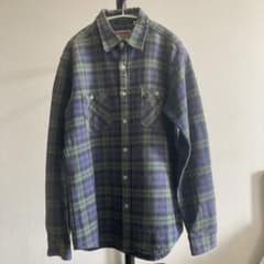 CAMCO ヘビーネルシャツ L オリーブ×ネイビー チェック カムコのサムネイル