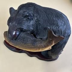 木製クマと魚の置物 阿寒湖 年皇作（記名あり） - メルカリ