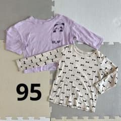 西松屋 長袖Tシャツ 2枚セット パンダ柄 リボン柄