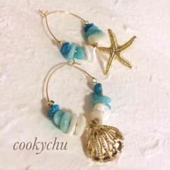 海のピアス♡天然石♡のサムネイル