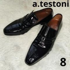 【未使用】a.testoniテストーニ　エナメル　ローファー　黒　8 未使用】a.testoniテストーニ エナメル ローファー 黒 8 - メルカリ