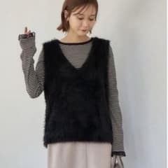 しまむら　田中里奈　mysa シャギーベスト 黒　L