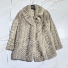 希少♡KESKA 高級毛皮 シェブロン シルバーミンクファーコート 高級 