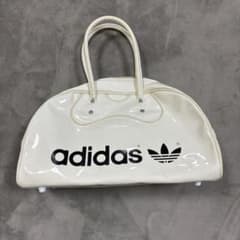 70‘ヴィンテージ　OLD adidas ボストンバッグ エナメル ホワイトのサムネイル
