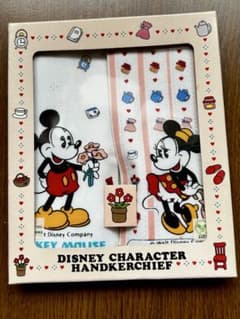 ディズニー ミッキー ミニー ハンカチーフ 2枚セット レトロ 経年劣化変色有りのサムネイル
