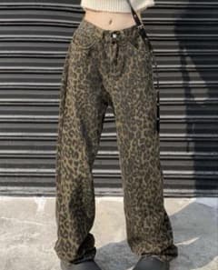 レオパード柄 デニムパンツ ストレートのサムネイル