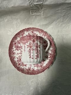 ポースリン　磁器 C&S カップ　ソーサー　赤 レース　ペイズリーのサムネイル