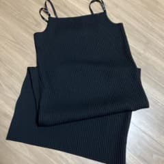 黒 リブ編み キャミワンピース Mのサムネイル