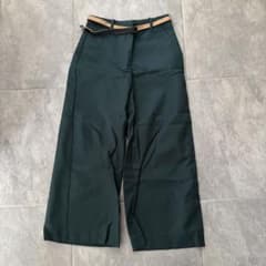 【美品】ZARA ザラ ダークグリーン ワイドパンツ ベルト付きのサムネイル