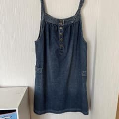 デニムジャンパースカート　膝丈のサムネイル