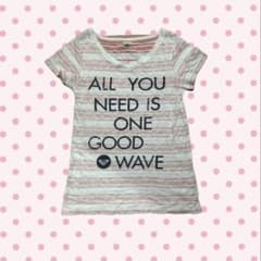 ROXY ボーダー柄 半袖Tシャツ ピンク×ホワイトのサムネイル
