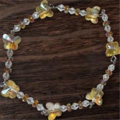 秋色バタフライ ハンドメイド ビーズブレスレットのサムネイル