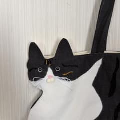 ハチワレ 猫グッズ 一点物 ハンドメイド 猫バッグ 黒 - メルカリ