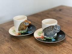 ふくろう コーヒーペアカップ&ソーサーセットのサムネイル