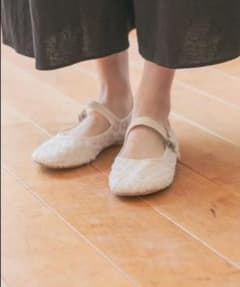 studio CLIP シアーワンストラップフラットシューズ オフホワイト M