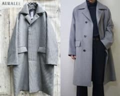 AURALEE 2019AWダブルフェイスチェックステンカラーコート size3のサムネイル