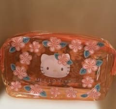 サンリオ ハローキティ ハイビスカス オレンジ ポーチ ビニール レア