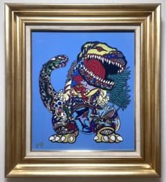 SALE【F10】ジミー大西（ゴジラ）肉筆品/表裏サイン有り/手描き/油彩