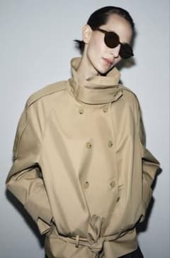 ZARA ザラ ショート丈ハイネックトレンチコート ベージュ - メルカリ