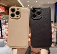 フェイクレザー　ベージュ　iPhone15promaxケースのサムネイル