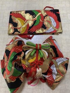 鶴模様の帯と帯揚げセットのサムネイル