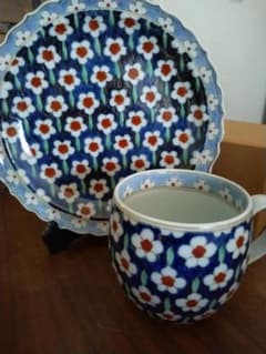 波佐見焼 イズニク陶器 トルコ鍋島 ルヤサライ輪花 皿＆マグカップ