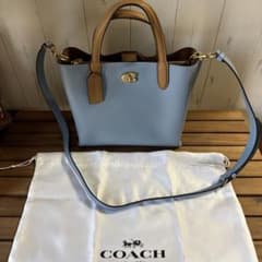 COACH ライトブルーレザー ハンドバッグのサムネイル