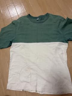 UNIQLO バイカラー Tシャツ グリーン×ホワイト Sのサムネイル