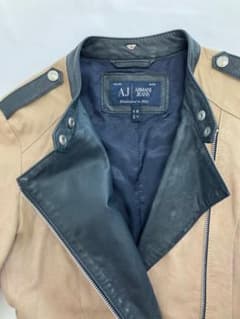 ARMANI JEANS レザーライダースジャケット ベージュのサムネイル