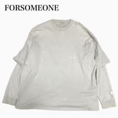 FORSONEONE 長袖カットソー ベージュ レイヤード ロングレイヤード 