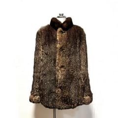 GRESレッキスラビットファーリバーシブル コート毛皮シルク古着VTG 