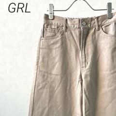 GRL デニムパンツ ワイドパンツ ポケット付き ウエストゴム ハイウエスト