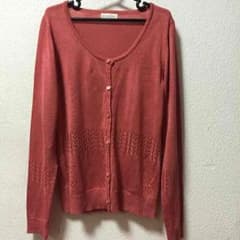 春 カーディガン サーモンピンク Ｌのサムネイル