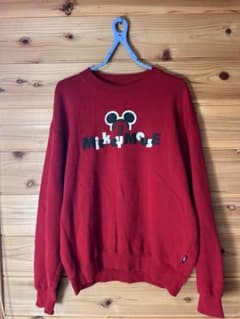 Disney ディズニー ミッキー スウェット L 赤 両面プリント トレーナーのサムネイル