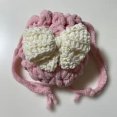 もこもこ　巾着袋　ハンドメイド　丸っこいのサムネイル